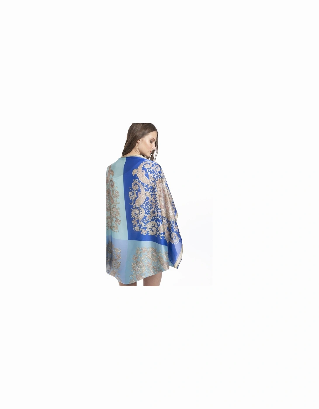 Blue Silk Blend Print Wrap, 9 of 8