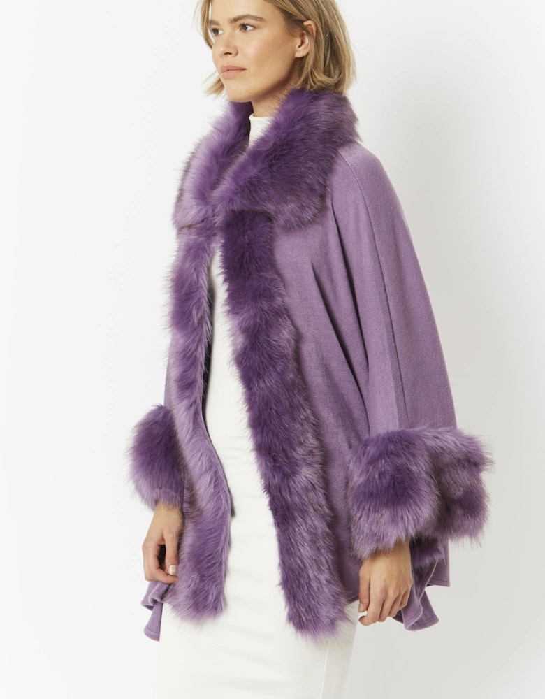 Purple Luxury Faux Fur Fine Knitted Coat