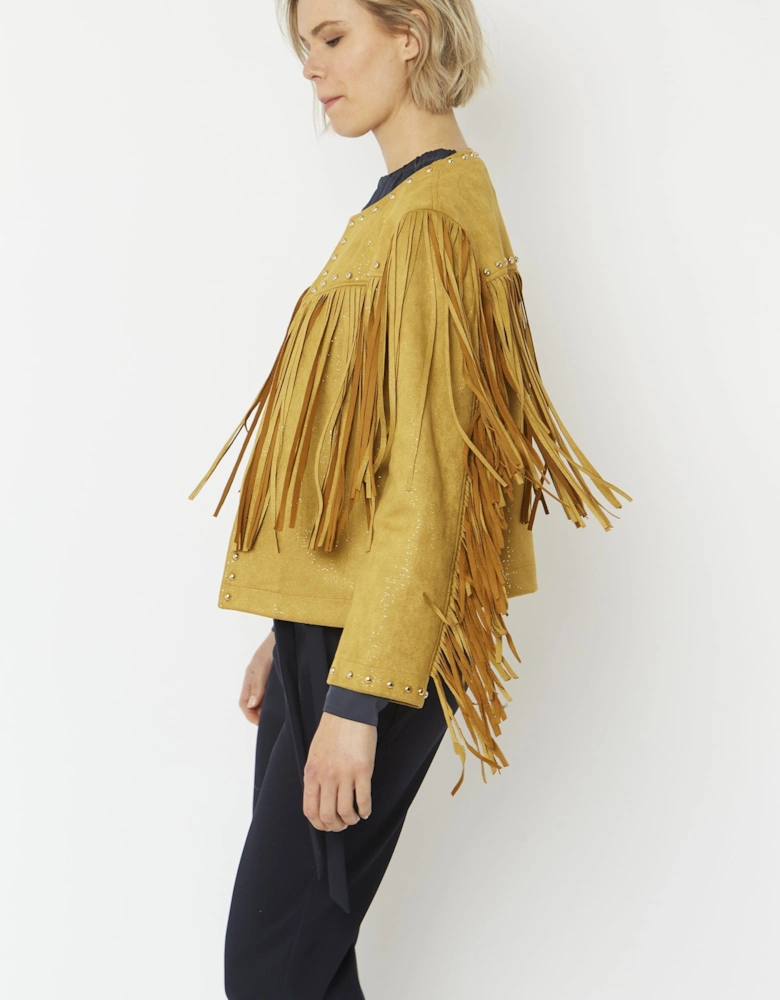 Yellow Faux Suede Tassel Jacket