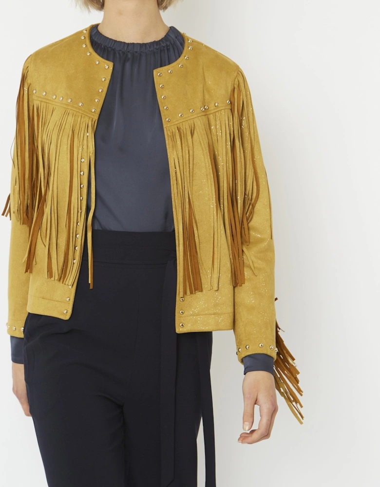 Yellow Faux Suede Tassel Jacket