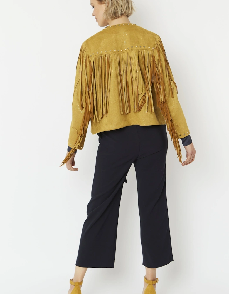 Yellow Faux Suede Tassel Jacket