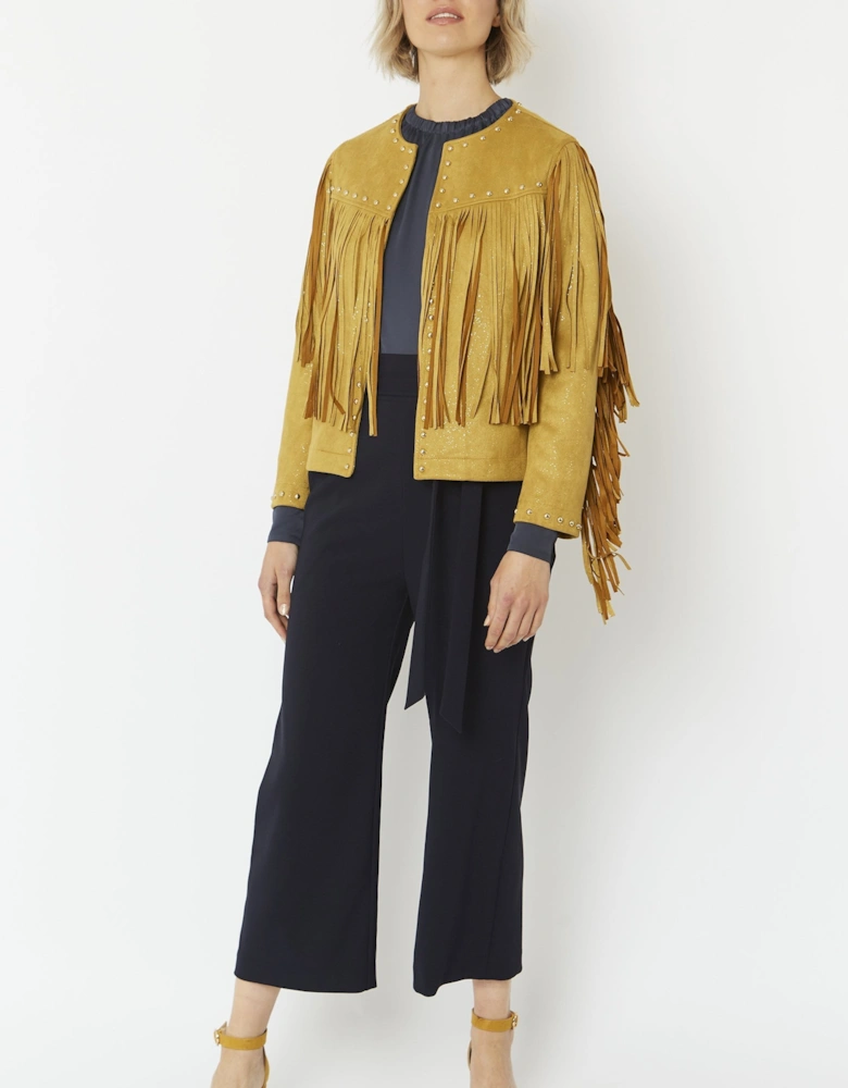 Yellow Faux Suede Tassel Jacket