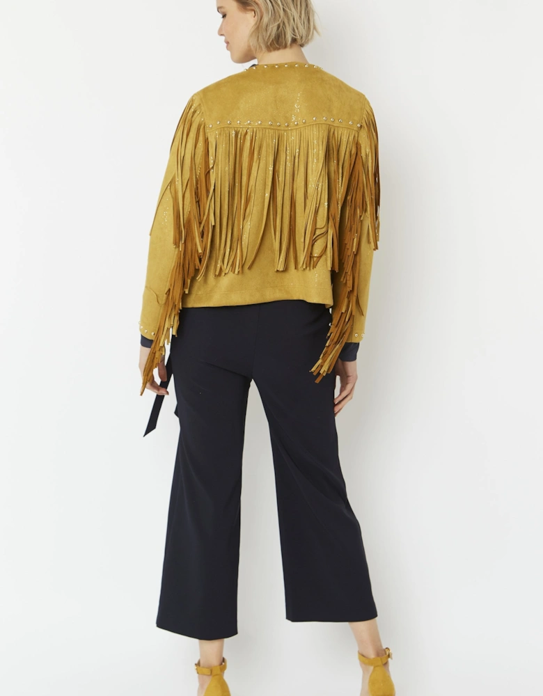 Yellow Faux Suede Tassel Jacket