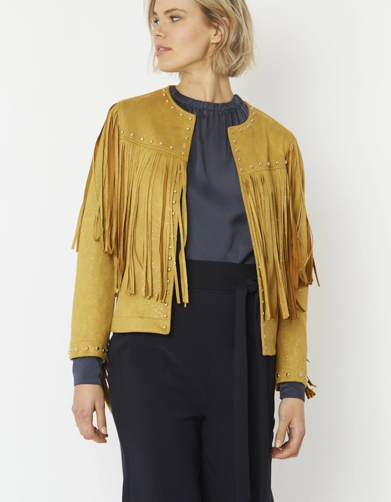 Yellow Faux Suede Tassel Jacket