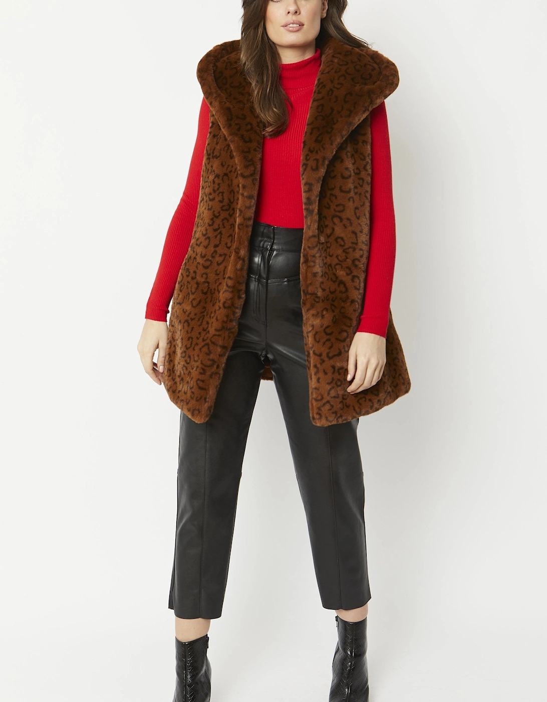 Chocolate Faux Fur Hooded Gilet