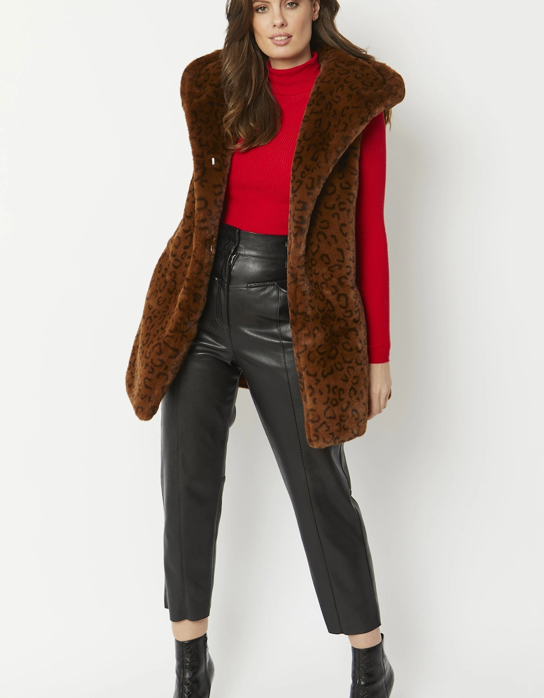 Chocolate Faux Fur Hooded Gilet