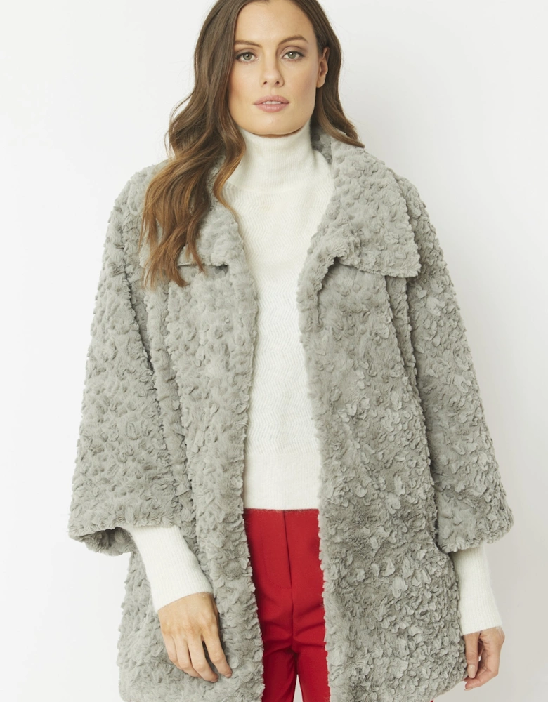 Grey Faux Fur Teddy Coat