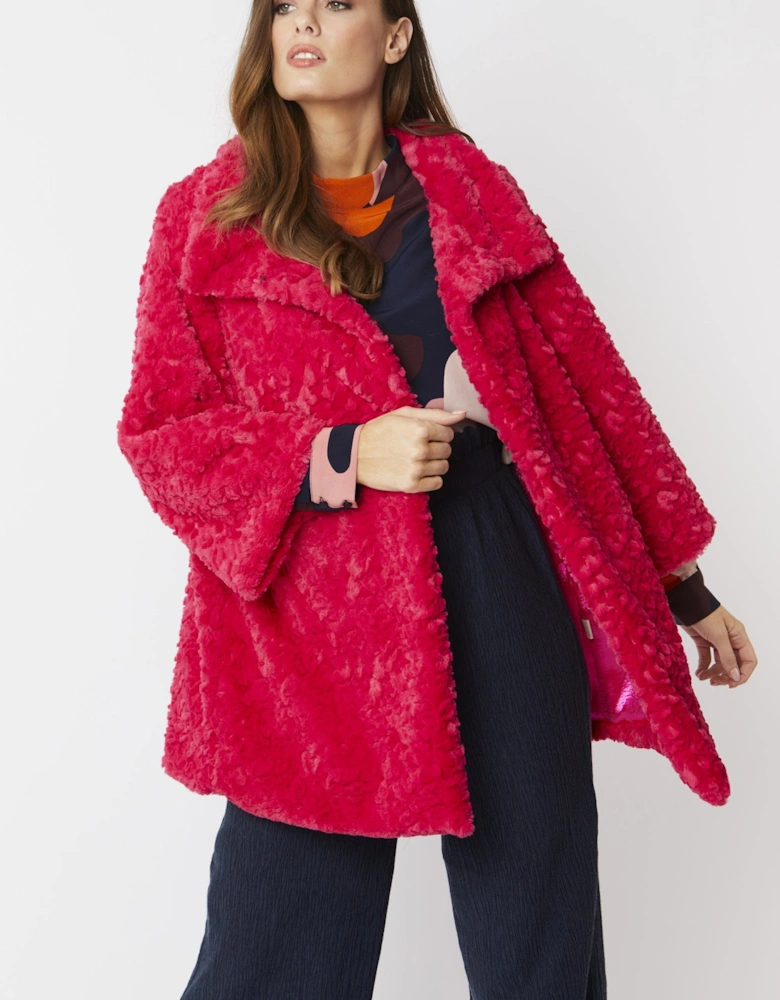 Pink Faux Fur Teddy Coat