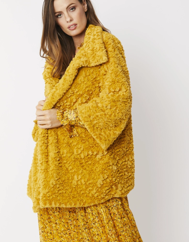 Yellow Faux Fur Teddy Coat