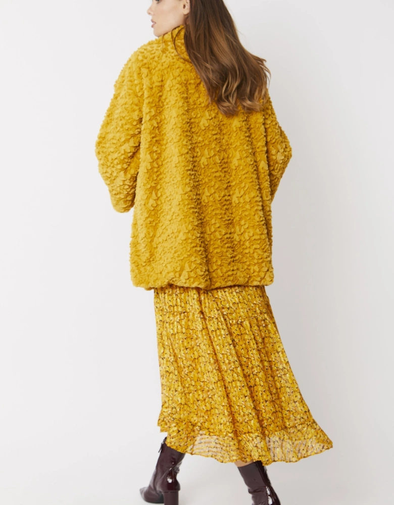 Yellow Faux Fur Teddy Coat