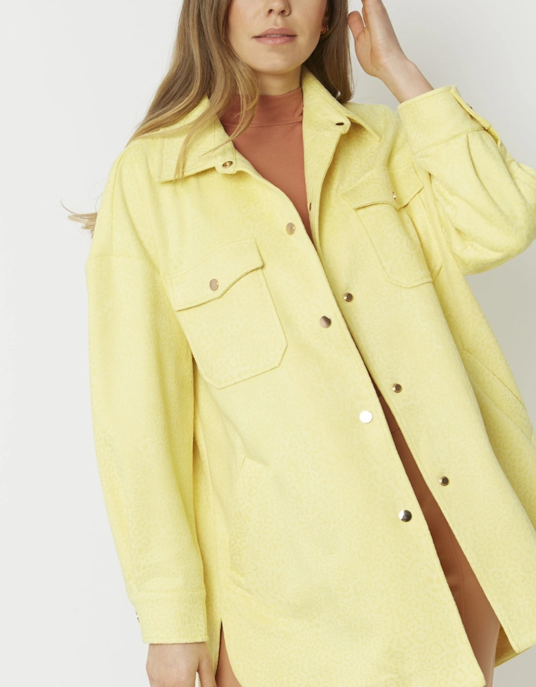 Yellow Faux Suede Shirt Jacket