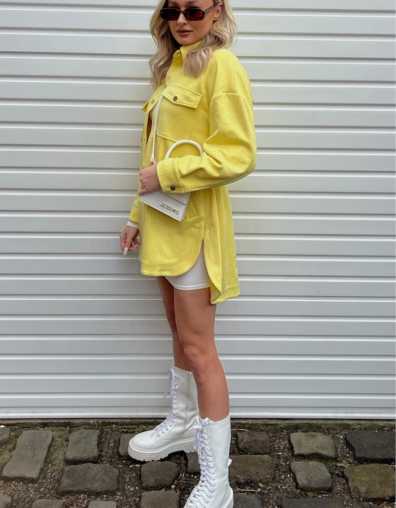 Yellow Faux Suede Shirt Jacket