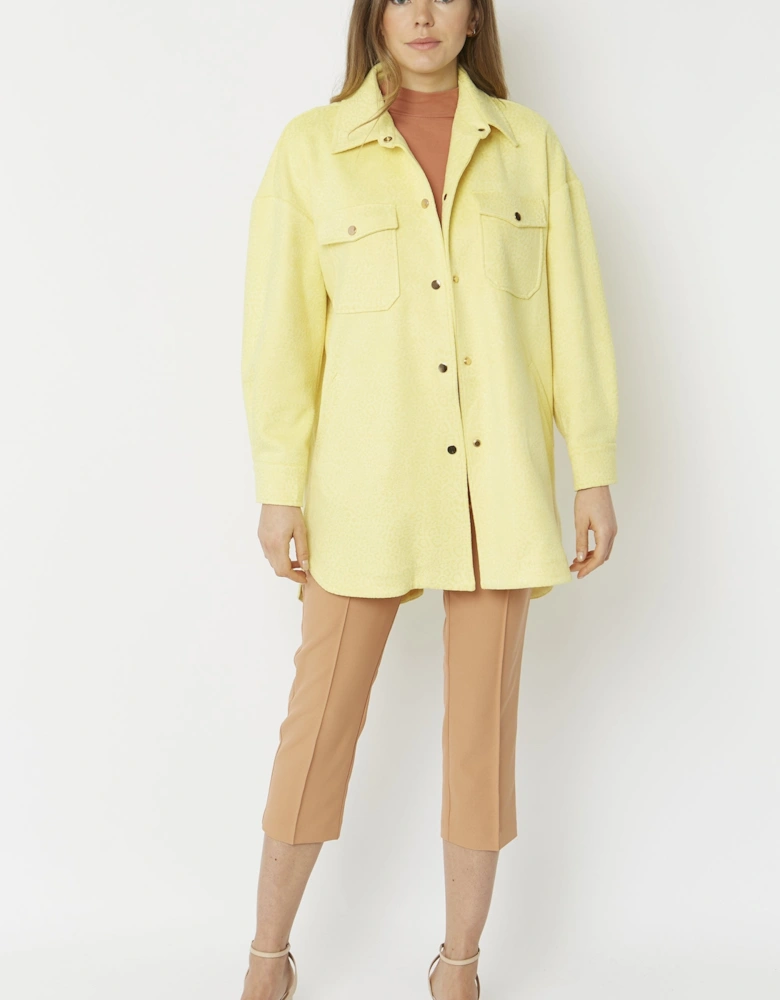 Yellow Faux Suede Shirt Jacket