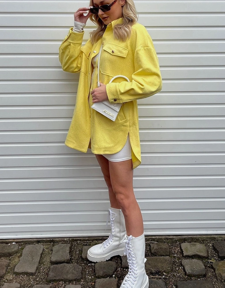 Yellow Faux Suede Shirt Jacket