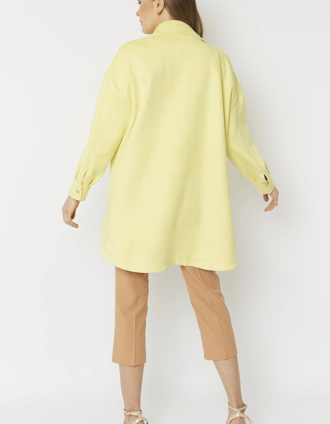 Yellow Faux Suede Shirt Jacket