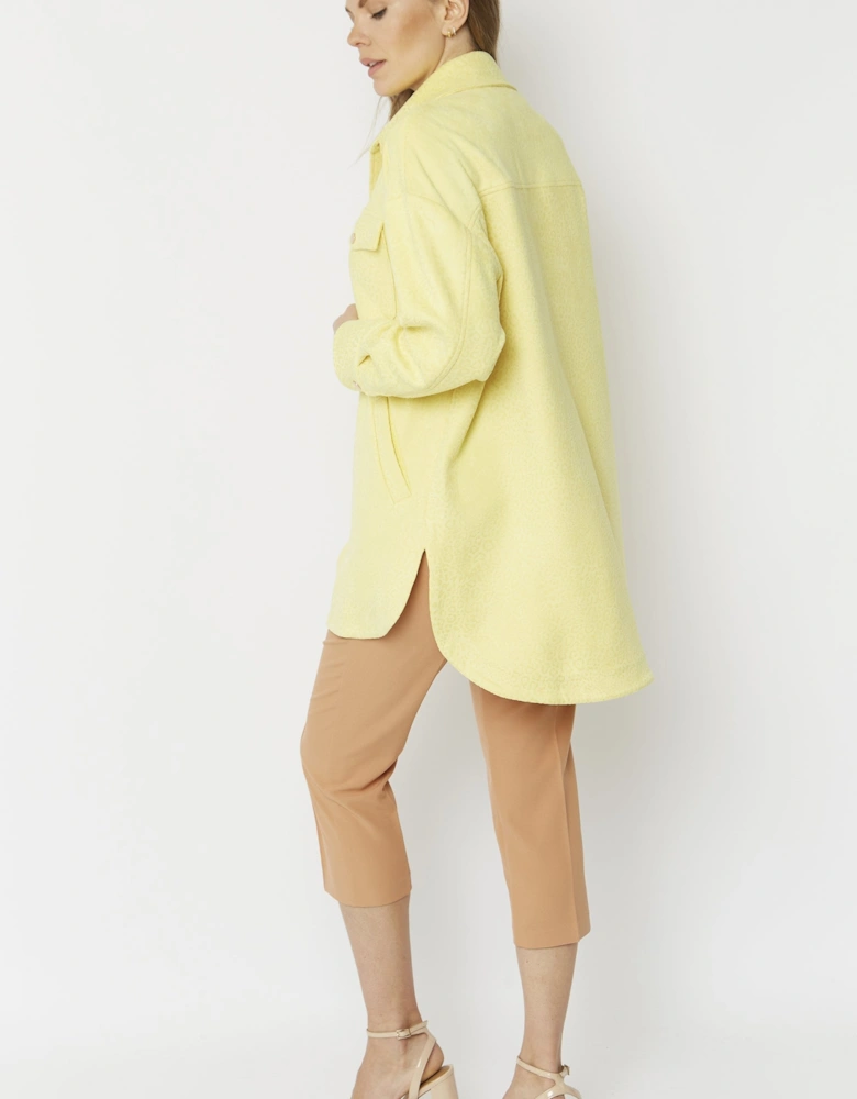 Yellow Faux Suede Shirt Jacket