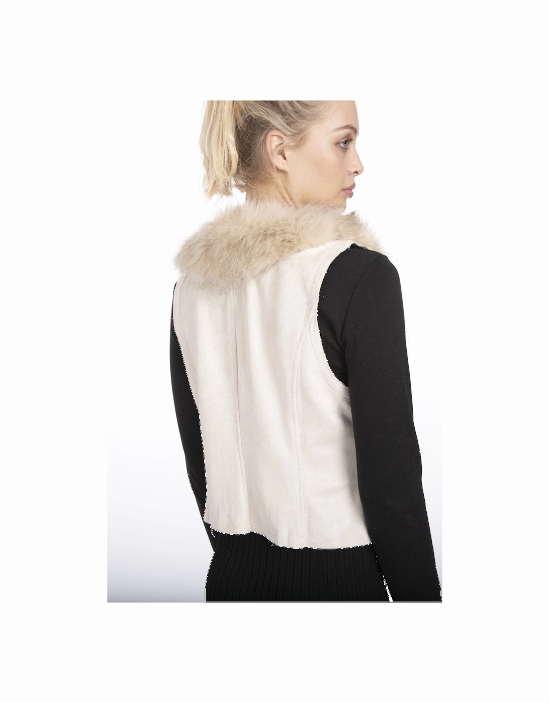 Cream Faux Fur Faux Suede Gilet