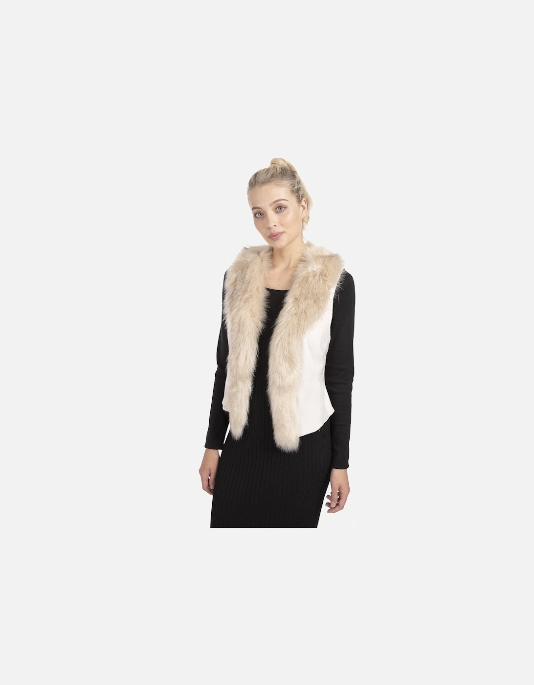 Cream Faux Fur Faux Suede Gilet