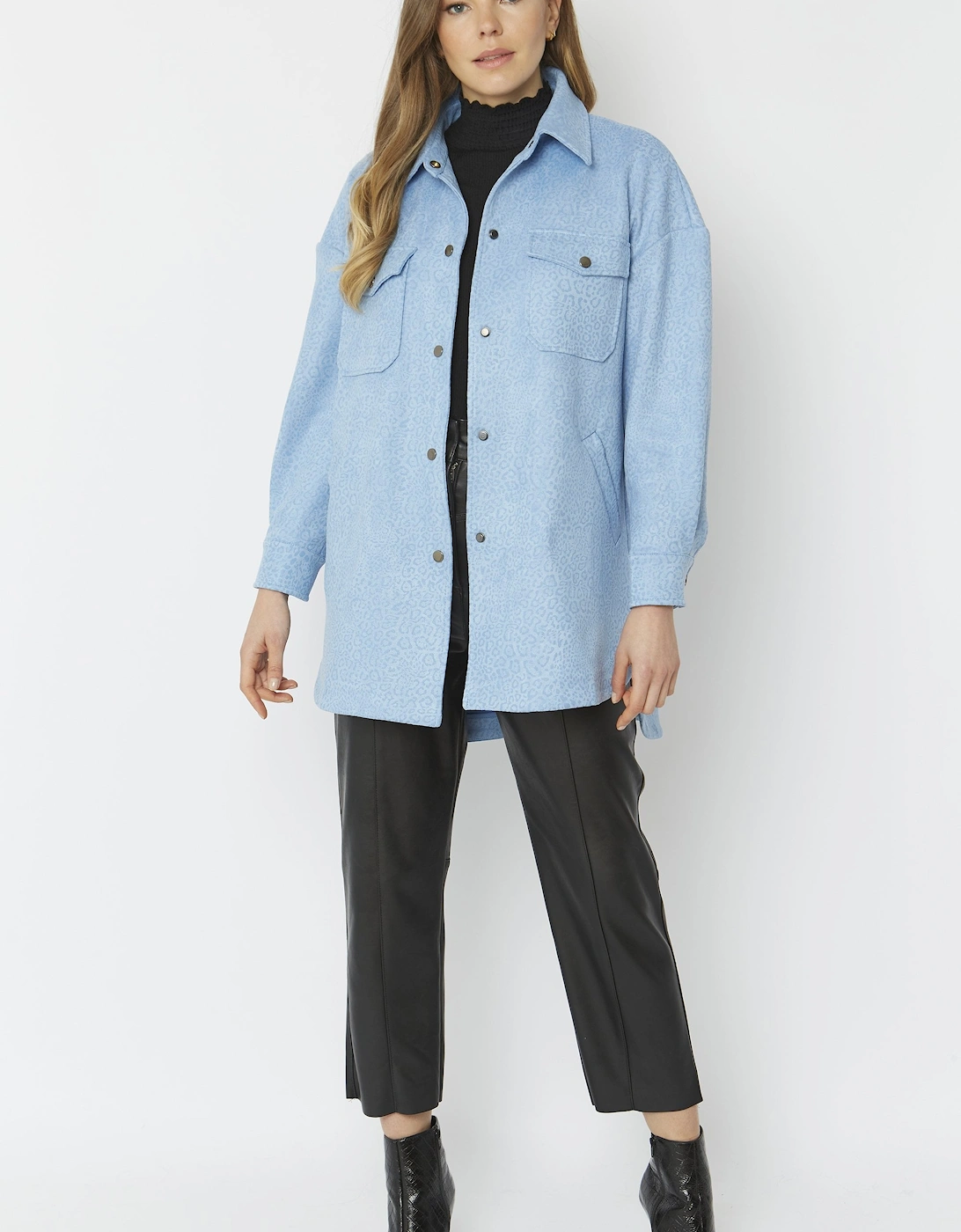 Blue Faux Suede Shirt Jacket, 10 of 9