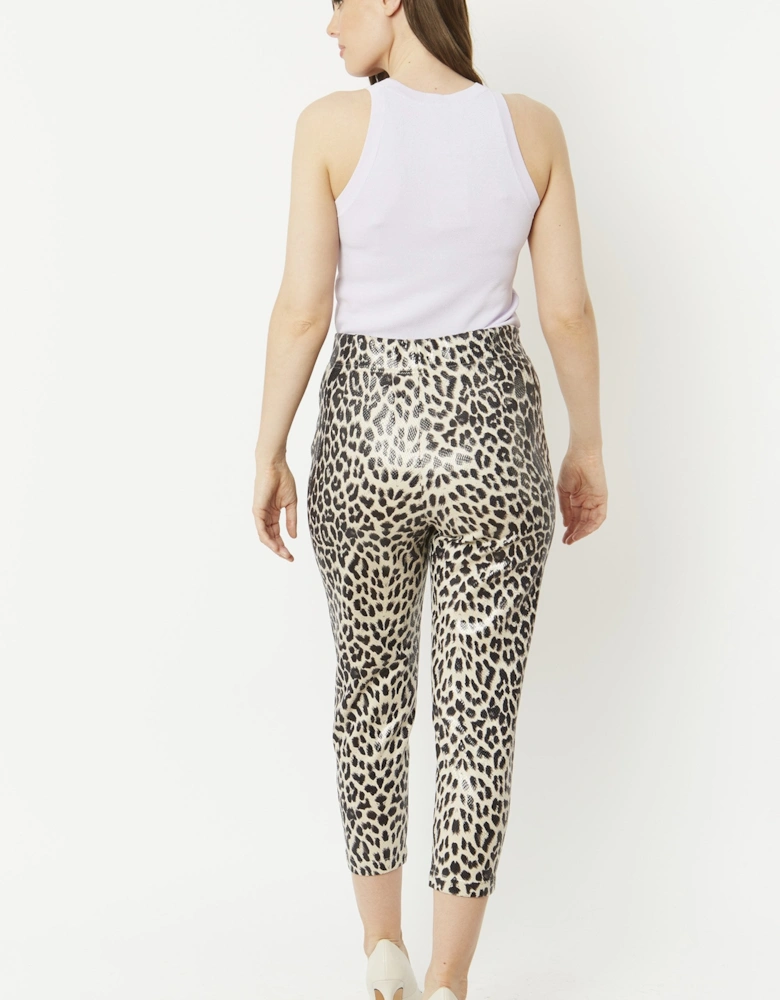 Mono Leopard Leopard Print Faux Suede Trousers