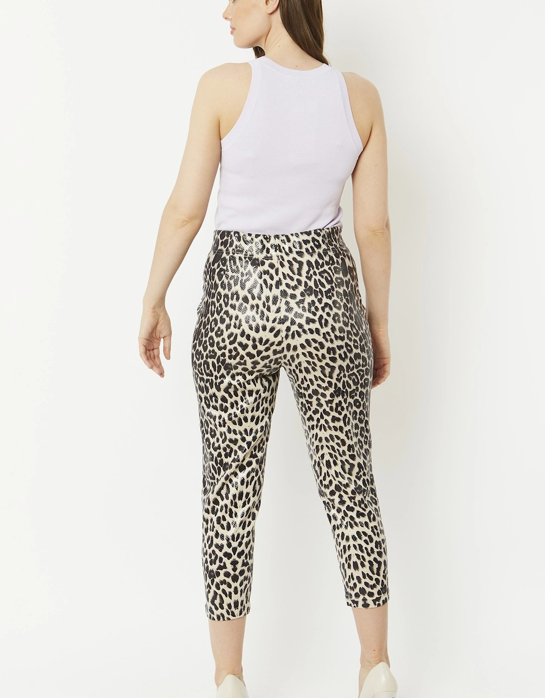 Mono Leopard Leopard Print Faux Suede Trousers