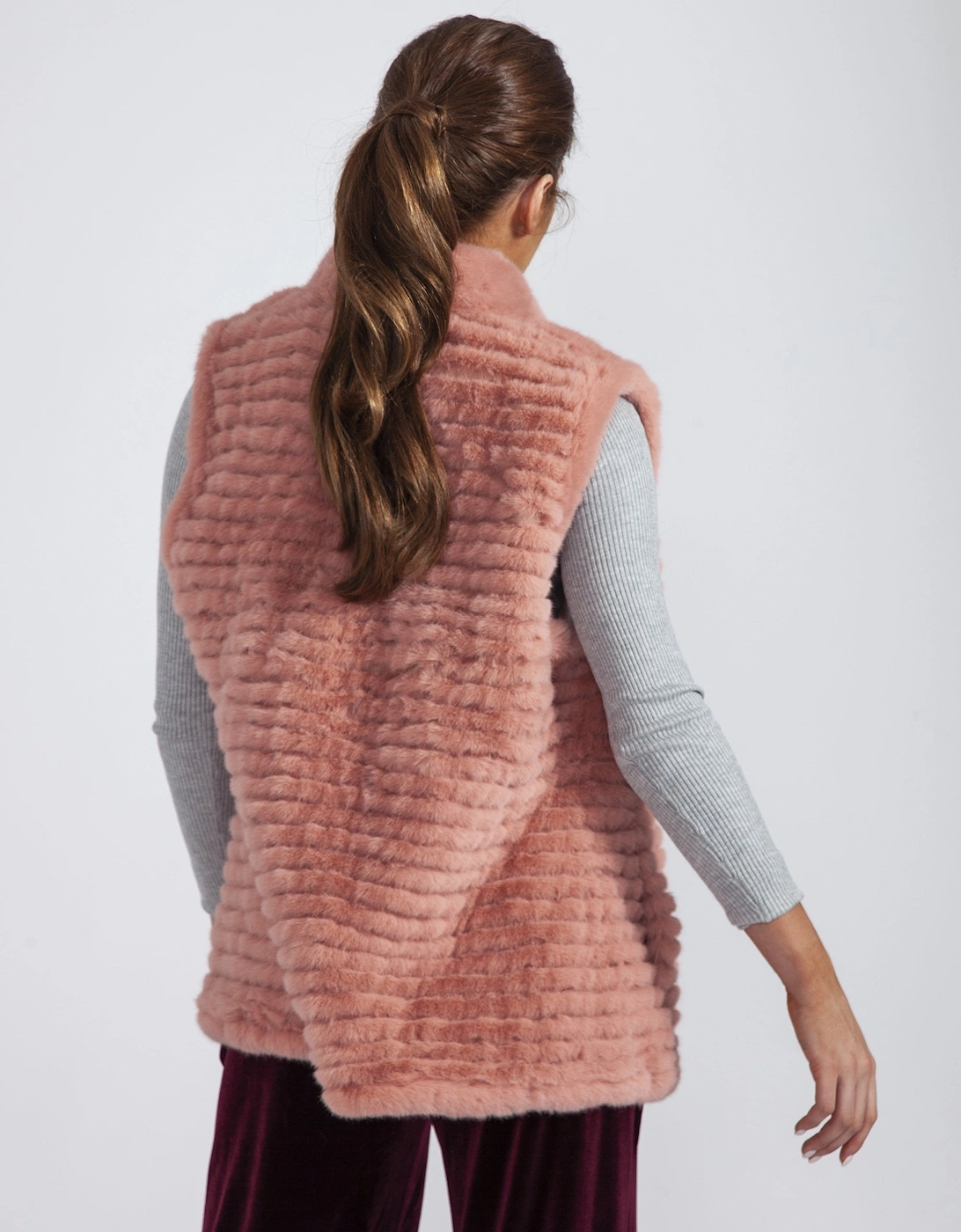 Pink Faux Fur Faux Suede Gilet