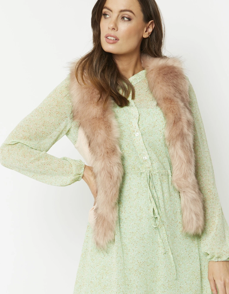 Pink Faux Fur Faux Suede Gilet