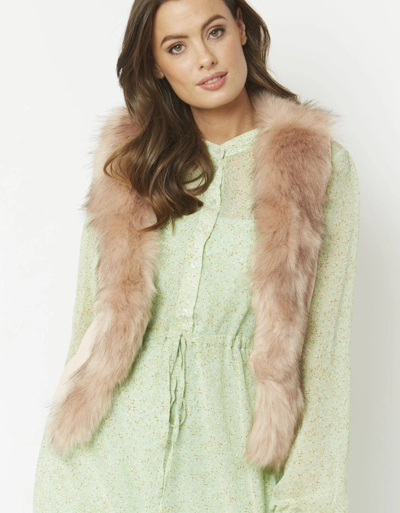 Pink Faux Fur Faux Suede Gilet