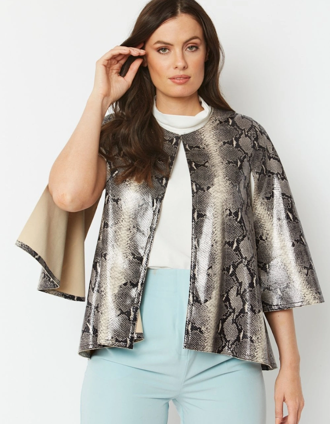 Grey Snake Print Faux Suede Cape, 10 of 9