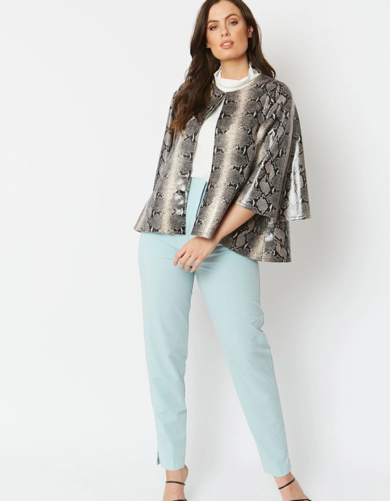 Grey Snake Print Faux Suede Cape