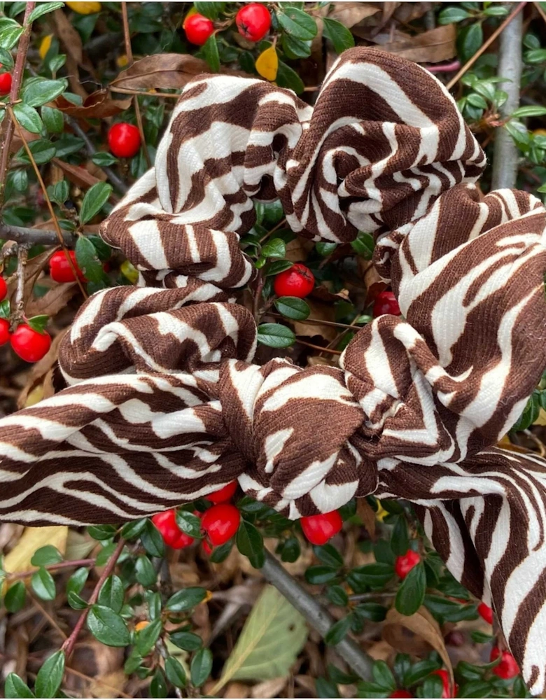 Chocolate Silk Blend Velvet Bow Scrunchie