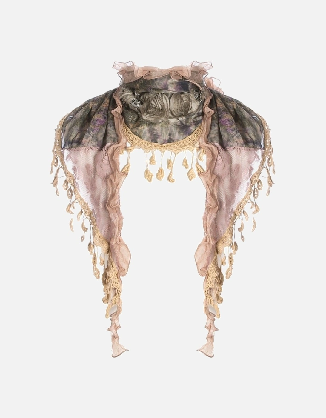 Mocha Vintage Rose Silk Scarf