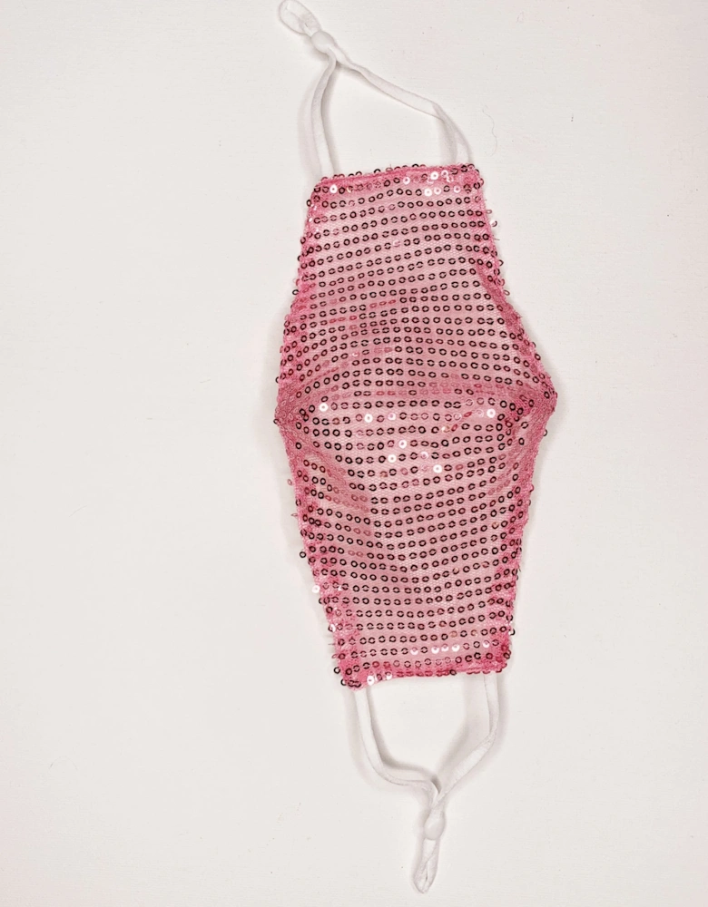 Pink Sequinned Fashion Cotton Face Mask