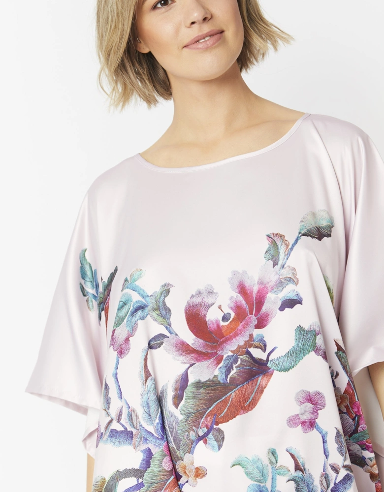 Pink Silk Blend Digital Print Kimono Dress