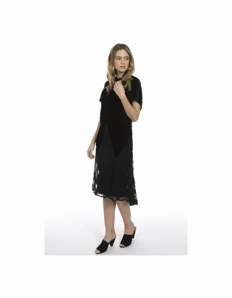 Black Silk Devore Vintage Lace Dress