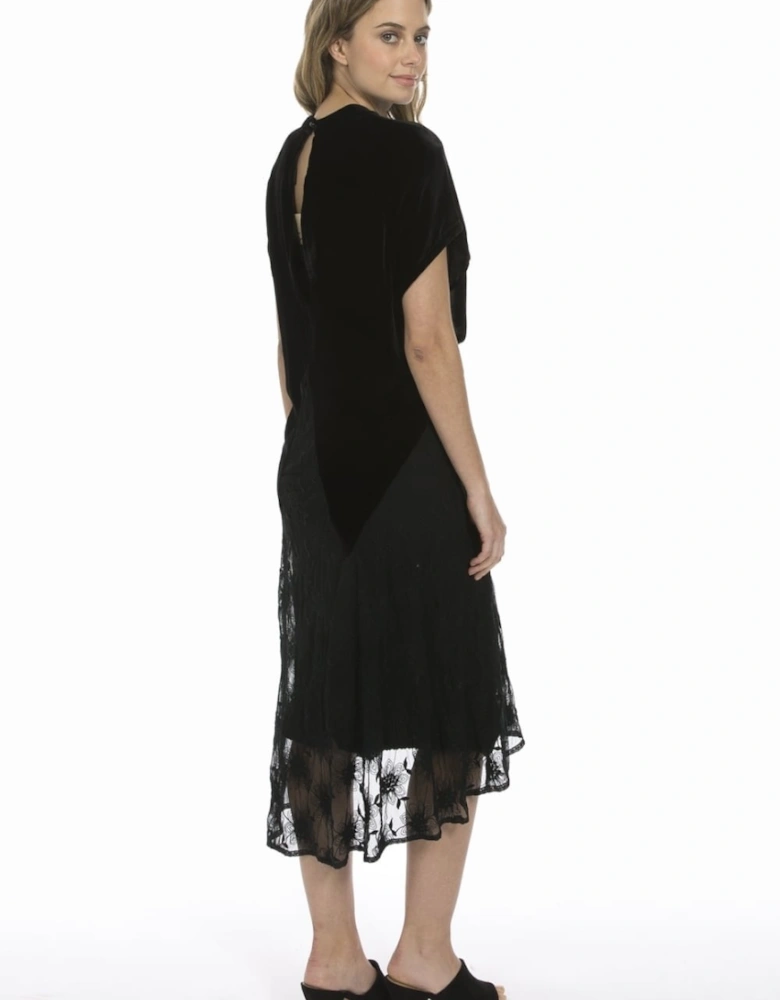 Black Silk Devore Vintage Lace Dress