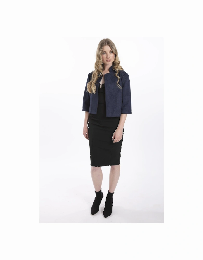 Navy Faux Suede Jacket