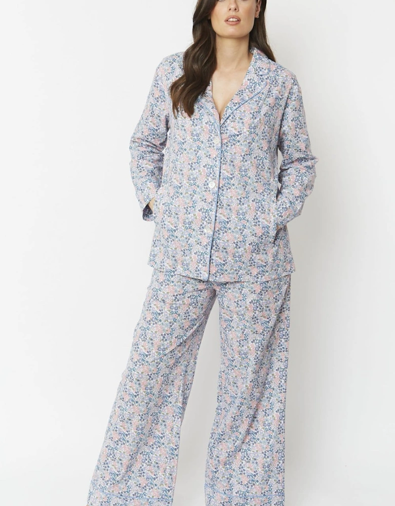 Blue Floral Cotton Pyjamas