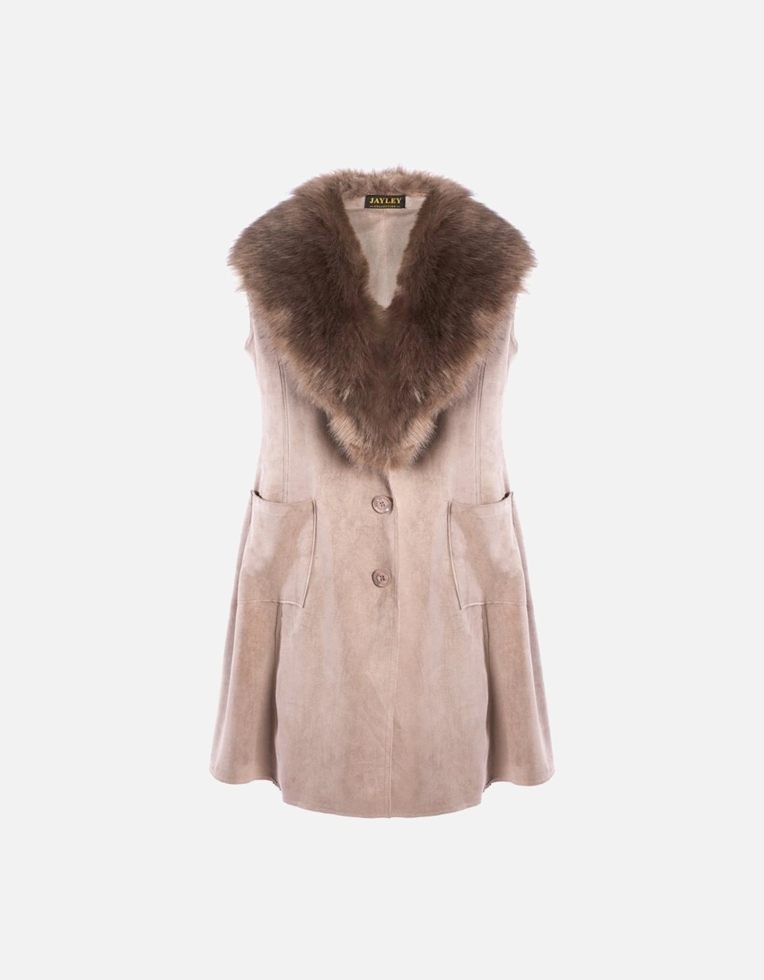 Mocha Faux Fur Faux Suede Gilet, 10 of 9