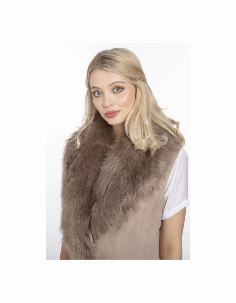 Mocha Faux Fur Faux Suede Gilet