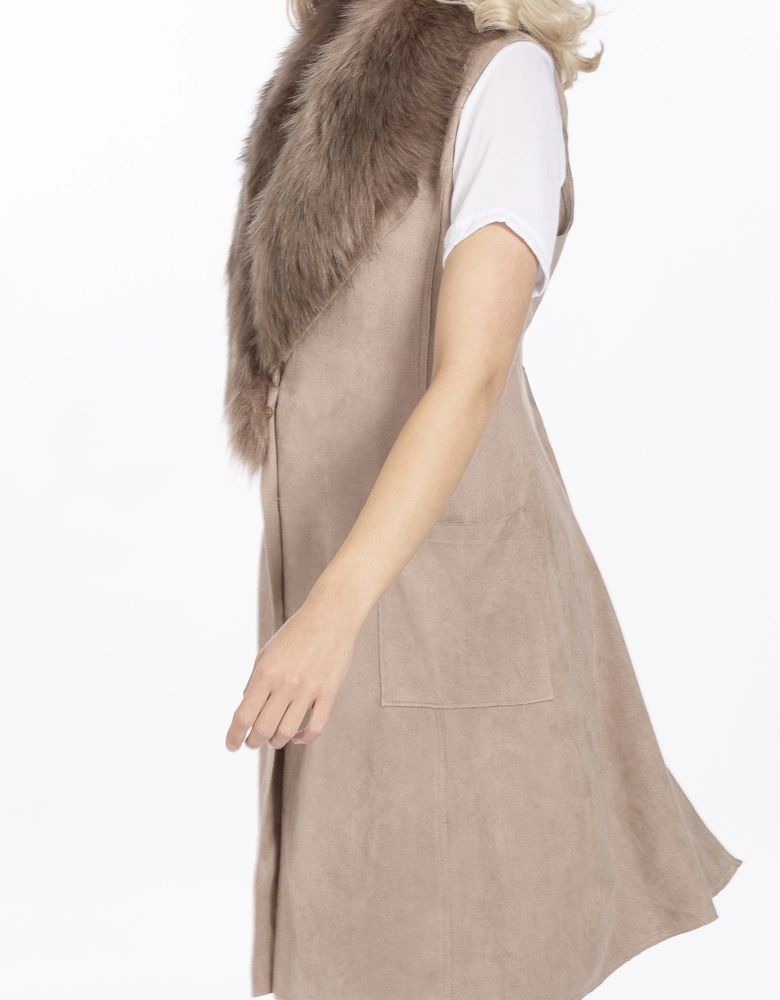 Mocha Faux Fur Faux Suede Gilet