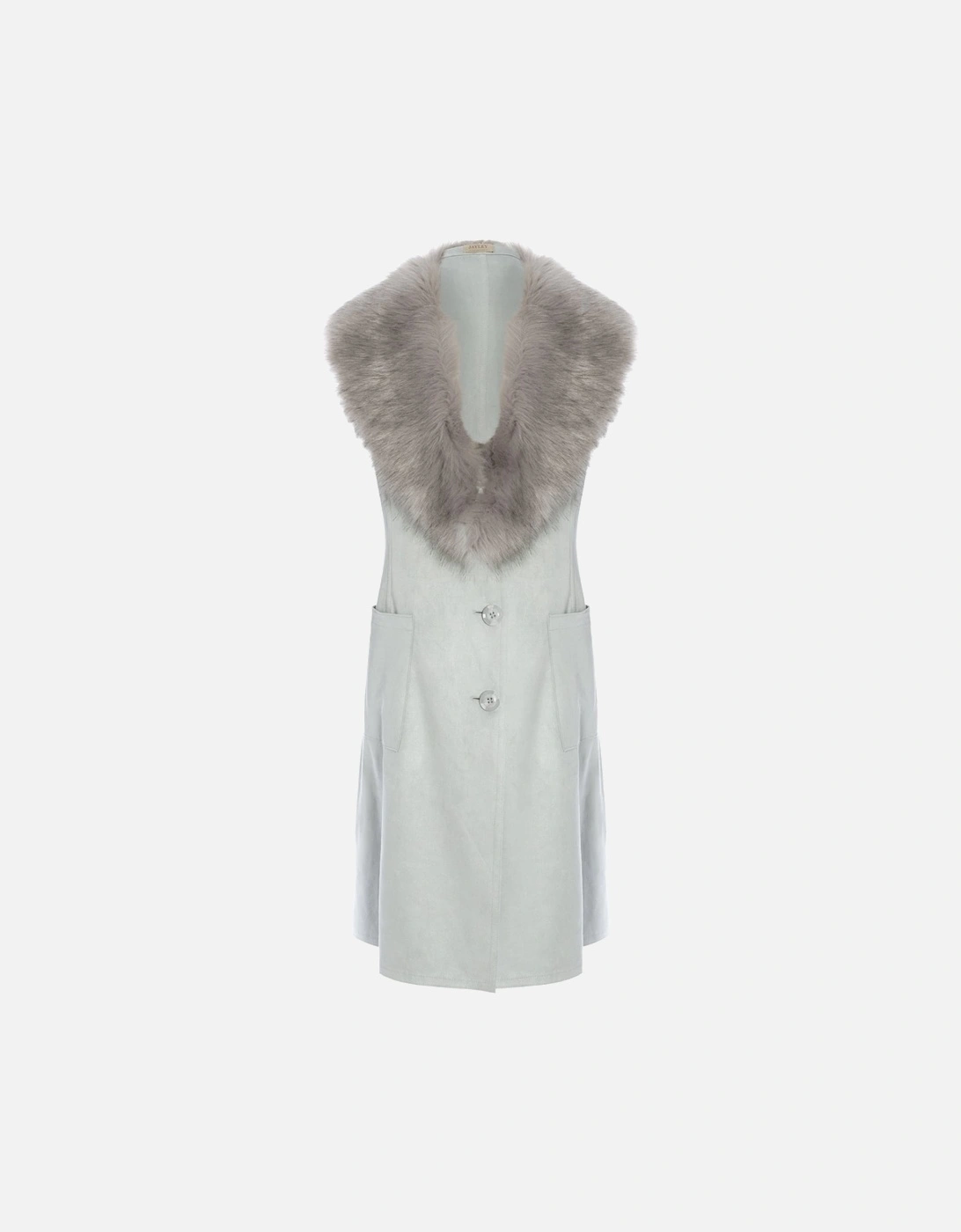 White Faux Fur Faux Suede Gilet, 5 of 4