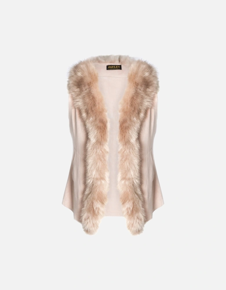 Pink Faux Suede and Faux Fur Gilet