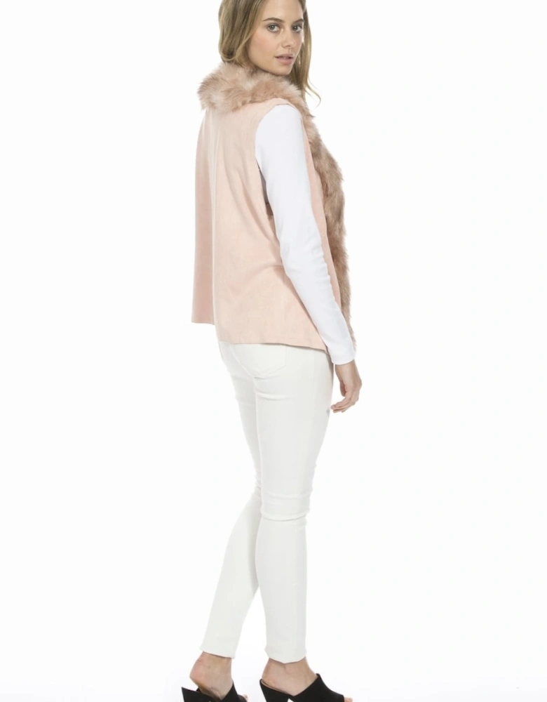 Pink Faux Suede and Faux Fur Gilet