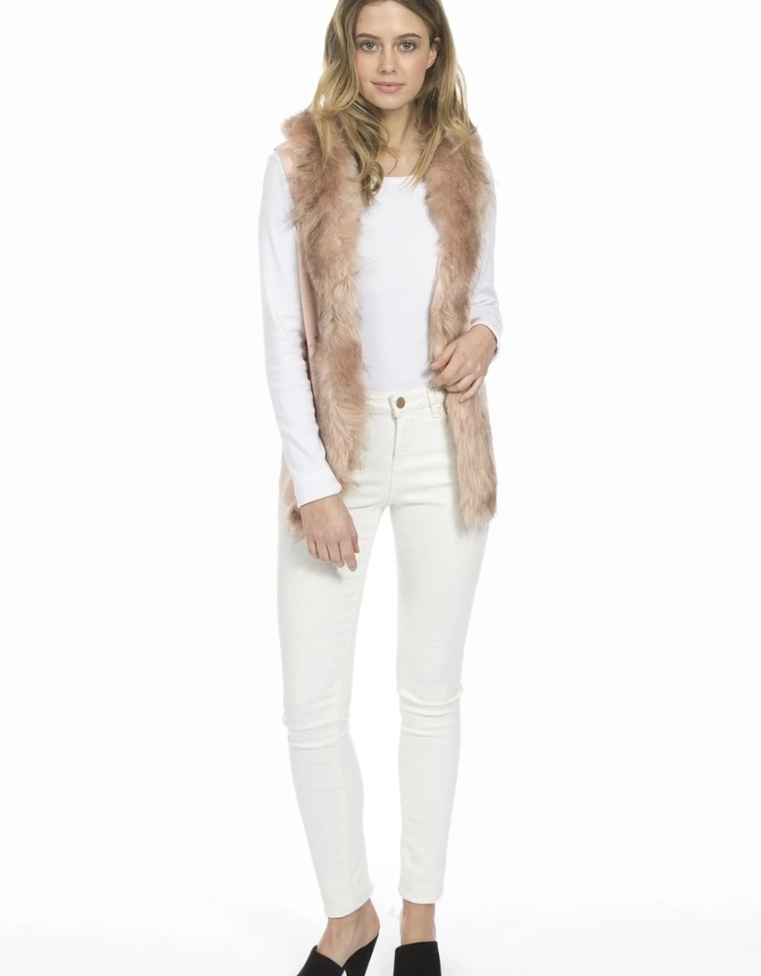 Pink Faux Suede and Faux Fur Gilet