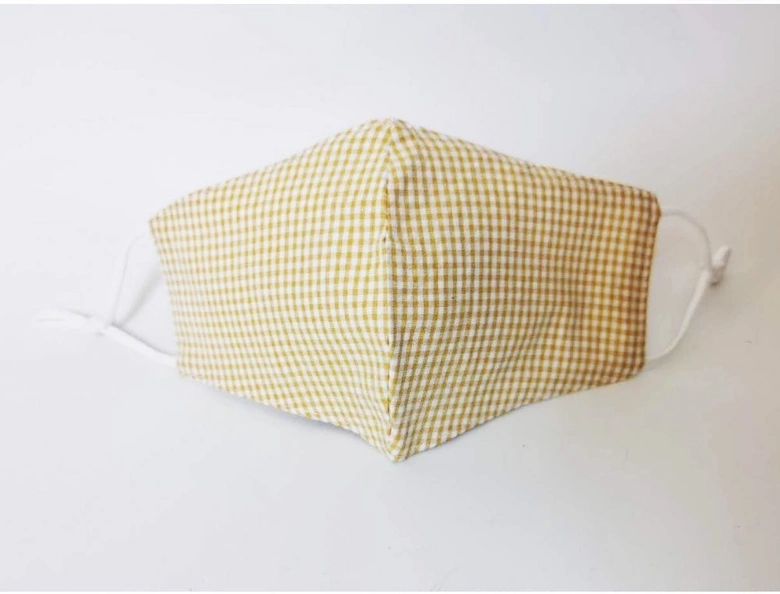 Yellow Gingham Reusable Adults Fashion Face Mask