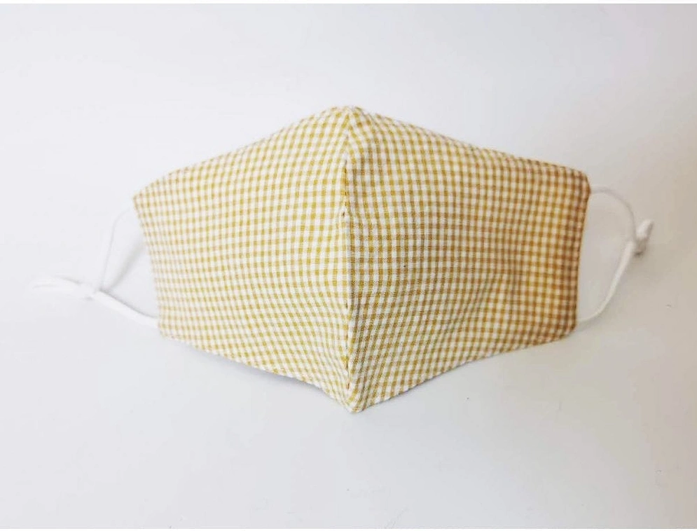 Yellow Gingham Reusable Adults Fashion Face Mask, 2 of 1
