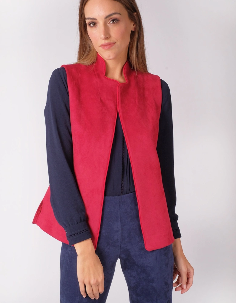 Red Faux Suede Gilet