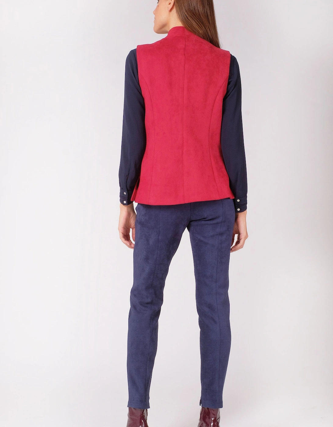 Red Faux Suede Gilet