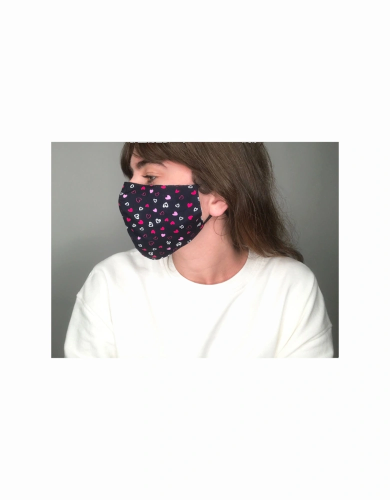 Navy Reusable Cotton Fashion Face Mask with Filter Pocket